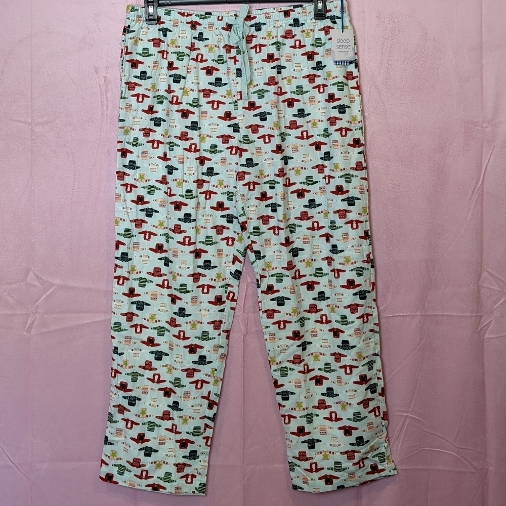 Sleep Sense Portuguese Flannel Christmas Sweater Pajama Pants with Pockets